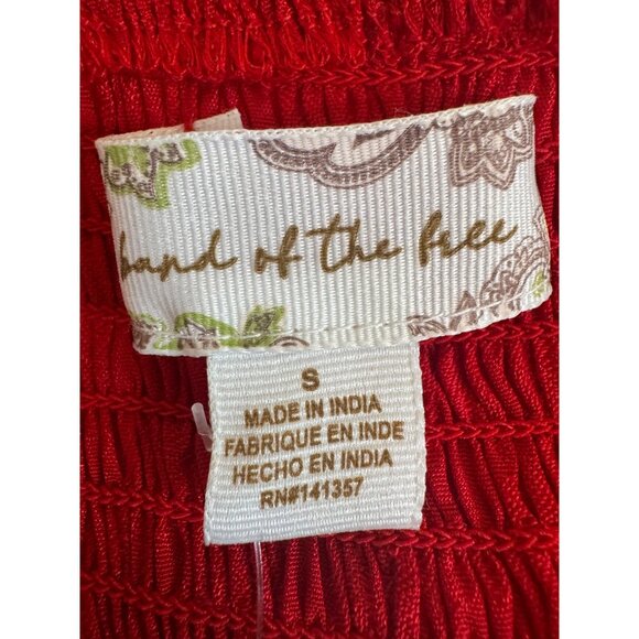 NWT Band Of The Free S Ruby Red Floral Smocked Back Bow Tie Straps Midi Dress - Picture 2 of 15